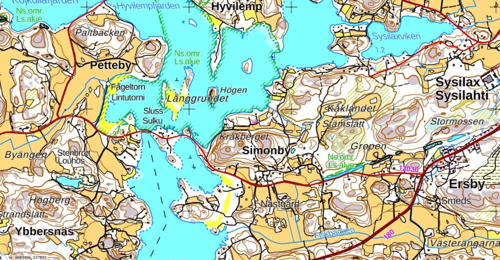 Kartta Skärmolan venesulun alueesta