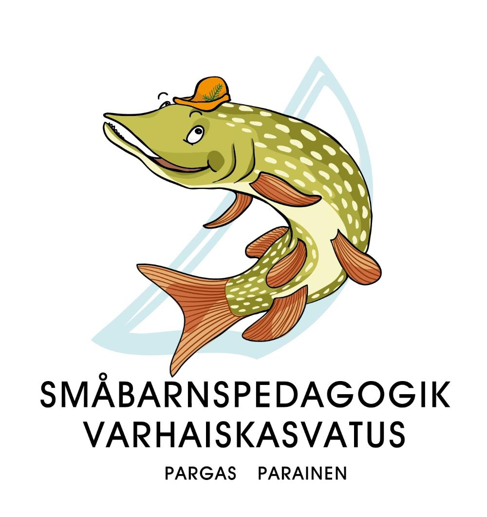 Bild på Pargas stads småbarnspedagogiks logo, som är en gädda framför ett segel.