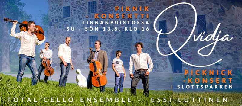 Piknik-konsertti Qvidjan linnan puistossa Total Cello Endemble & Essi Lutttinen